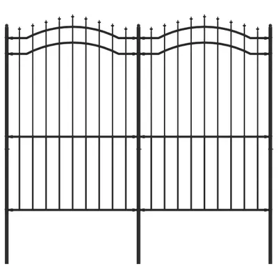 Zdjęcie produktu dla vidaXL Ogrodzenie ogrodowe z grotami czarne 222 cm stalowe
