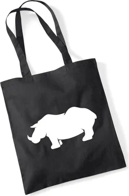 Produktbild von Huuraa Jutebeutel Nashorn Silhouette 10 Liter Black Baumwolle Tasche Geschenkidee