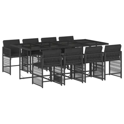 Produktbild von 9-tlg. Garten-Essgruppe mit Kissen Schwarz Poly Rattan