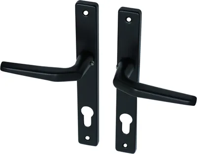 Immagine prodotto di Maniglie per porte con piastra nera PC Distanza 85 mm - Modello quadrato - Per set