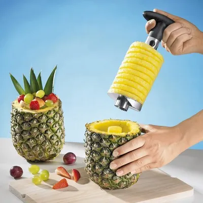 Produktbild von GKA Edelstahl Ananasschneider Ananasschäler Spiralschneider Ananasteiler Zerkleinerer Spiralschäler Entkerner Ananas