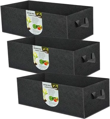 Produktbild von Famanu Set von 3 quadratischen Pflanzsäcken mit Griffen für Kartoffeln - Karotten - Zwiebeln - Taro (40 x 30 x 20 cm)
