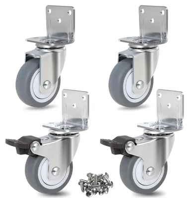 Imagen del producto de Ruedas giratorias de 50 mm, con doble rodamiento, capacidad de carga de 270 kg, juego de 4 unidades, para muebles