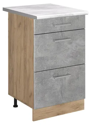 Immagine prodotto di Mobiletto base per cucina Vicco R-Line Calcestruzzo/Rovere dorato 50 cm piano di lavoro Marmo, Model 69920