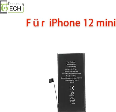Produktbild von Ersatz Akku für iPhone 12 Mini 2227mAh ohne Fehlermeldung ohne Löten Batterie