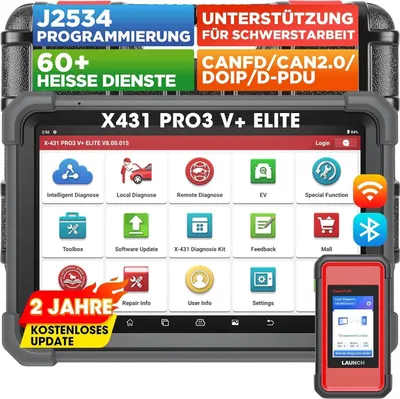Produktbild von LAUNCH X431 PRO3 V+ Elite mit J2534 Programmation OBD2 Appareil de diagnostic avec SmartlinkC 2.0 Scanner poids lourds