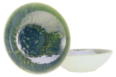 Produktbild von CreaTable, 21514, Yuki Grün-blau, Salatschüssel 2tlg, Steinzeug