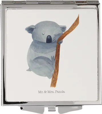 Produktbild von Mr. & Mrs. Panda Kosmetikspiegel Koalabär - Weiß - Geschenk, Quadratischer Spiegel, schlafen, Träumen, Lustige Sprüche, Koala, Schminkspiegel, Bär, Reisespiegel