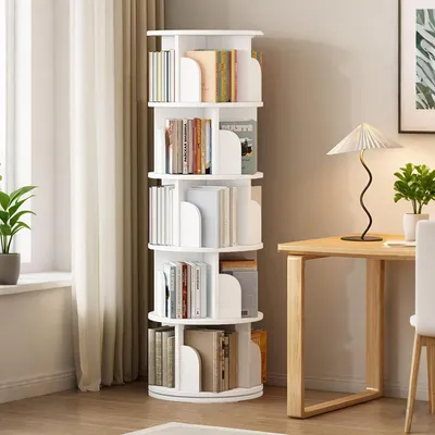 Immagine prodotto di Libreria girevole a 5 ripiani, in legno, con rotazione a 360 gradi, altezza 159 cm