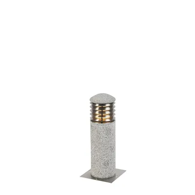 Produktbild von QAZQA - Moderne Stehleuchte I Stehlampe I Standleuchte I Lampe I Leuchte Granit 40 cm - Happy I Außenbeleuchtung - SteinIBeton Zylinder - LED geeignet E27