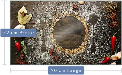 Produktbild von Herdabdeckplatte Abdeckung Glaskeramikfeld Abdeckplatte 1-Teilig 90x52 Gewürze Schutz