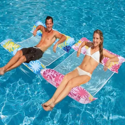 Luftmatratze für Schwimmbad - 2 Stück - Wasserhängematte für Erwachsene und Kinder - 4-in-1