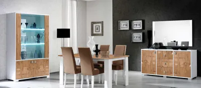 Produktbild von Esszimmer Garnitur Set Rtv Tisch 4x Stühle Vitrine 7tlg Komplett Luxus Möbel Neu