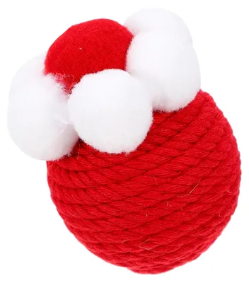 Produktbild von Kleiner Sisal-Katzenball mit Geräuschfunktion aus Baumwollseil – Interaktives Kratzspielzeug für Kätzchen und Wohnungskatzen in Rot zur Zahnpflege
