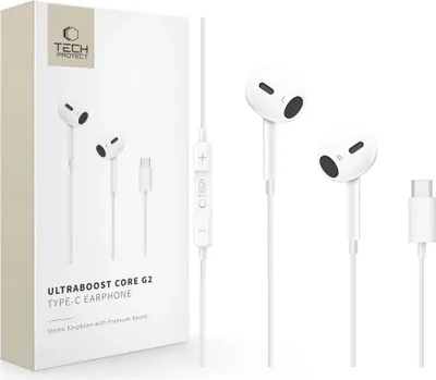 Obrázok produktu pre Slúchadlá Tech-Protect Ultraboost Core G2 Usb-C - biele