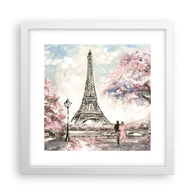 Produktbild von Gerahmtes Poster - Weißer Rahmen - Bäume Eiffle Paar Frankreich - 30x30 cm - Wand Bild - Wanddeko - Wandbilder - Wandposter - Bilderrahmen - Bilder - Kunstdruck - Wandbild - P2WAC30x30-3147