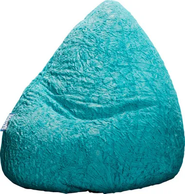 A turquoise beanbag chair.