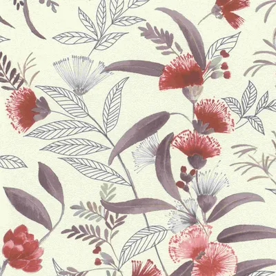 Produktbild von Vliestapete 869118 Tapete Botanical Dschungel 53 x 1005 cm Rasch Symphony Rot Weiß
