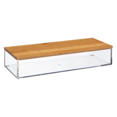 Zdjęcie produktu dla Organizer łazienkowy z pokrywką z bambusa, 25,5 x 9,6 x 5,5 cm