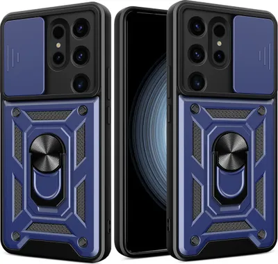 Obrázok produktu pre Hybrid Armor Camshield Puzdro Pre Samsung Galaxy S24 Ultra Armoured S Krytom Fotoaparátu - Modré