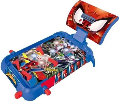Immagine prodotto di Flipper elettronico Spider-Man, effetti luminosi e sonori, schermo LCD, 5 respingenti, 4 flipper