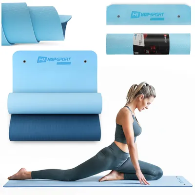 Obrázok produktu pre Podložka na jogu Hop-Sport s očkami HS-T008GM TPE gymnastická podložka na pilates je protišmyková a skladacia - 183 x 61 x 0,8 cm - oranžová/červená