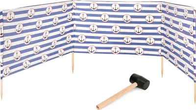 Produktbild von Garronda Strand Windschutz Sichtschutz 4m lang plus Gummihammer GAEX001 (Streifen/Anker-2, 4 m)