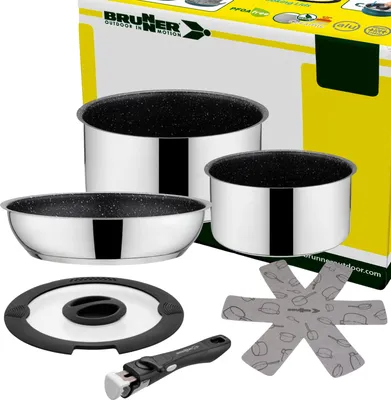 Produktbild von BRUNNER Camping Kochgeschirr Topfset | Edelstahl | ACADEMY, ø20cm 4+2teilig