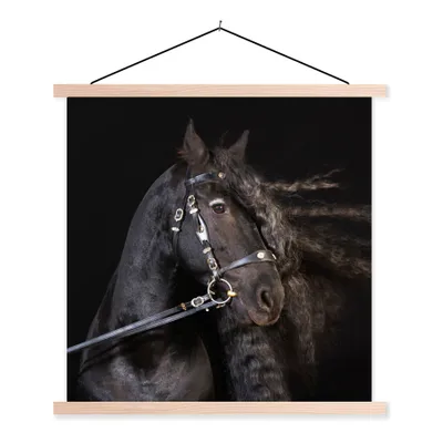 Produktbild von MuchoWow® Textilposter Pferd - Halfter - Mähne 40x40 cm mit holzfarbenen Rahmen - Posterleiste