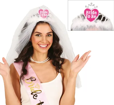 Produktbild von Junggesellenabschied Glamour Schleier Diadem Braut Party Accessoire Krone Weiß Herz Juwel Braut Modetrend, Farbe: Weiß