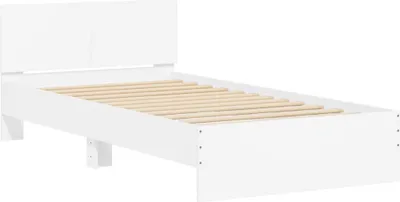 Produktbild von Bettgestell mit Kopfteil Weiß 100x200 cm Holzwerkstoff