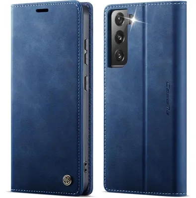 Obrázek produktu pro Obal na mobil Samsung Galaxy S21 5G, skládací, z umělé kůže, s RFID slotem na karty, s funkcí stojánku, modrá barva