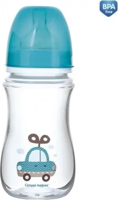 Produktbild von Canpol EasyStart Anti-Kolik Babyflasche 240 ml, Blaues Automotiv Design, Perfekt fr Autoliebhaber und Spielzeug-Enthusiasten