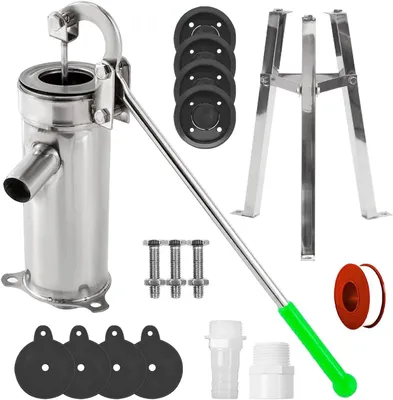 Productafbeelding van Zwengelpomp - Handwaterpomp - Water Verplaatsen - Roestvrij Staal - 58 cm Houder - Zilver