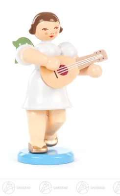 Produktbild von Engel mit Mandoline, kurzer Rock, farbig  Höhe ca 6,5 cm NEU