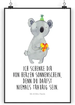Produktbild von Mr. & Mrs. Panda Bild Koala Geschenk DIN A5 - Weiß - Wandbild, Geburtstag, Party, drucke, wanddeko, Plakat, kunstdruck poster