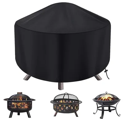 Produktbild von Feuerschale Abdeckung rund 85×40 cm 210D wasserabweisend UV-beständig, Grillabdeckung mit Kordelzug, Schutzhaube für Feuerstelle