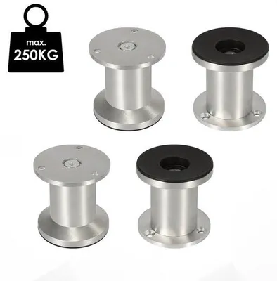 Obrázek produktu pro Nohy ke stolu – nastavitelná noha ke stolu 80 mm – sada 4 kusů – hliník – stříbrná barva