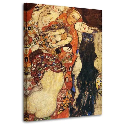 Zdjęcie produktu dla Obraz na płótnie, Panna Młoda - G. Klimt reprodukcja 40x60 cm Feeby brązowy obraz na ścianę gotowy do powieszenia