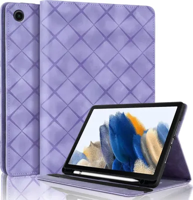 Produktbild von Für Samsung Galaxy Tab A9 Plus aufstellbare Rhombus Muster Kunstleder Hülle Tasche Lila