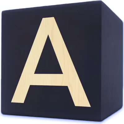 Image de Lettre en bois cube, 5 x 5 cm, noir, lettre A