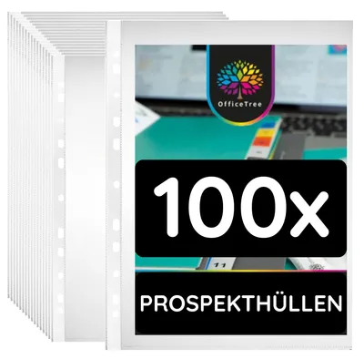 Produktbild von OfficeTree Prospekthüllen A4 100 Stück mit Register 1-12 für Ordner