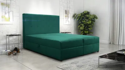Produktbild von Kontinentales Bett 180x200 cm für Schlafzimmer Dream 180 Bonellfedern 2x Bettzeugkasten Grün Monolith 37