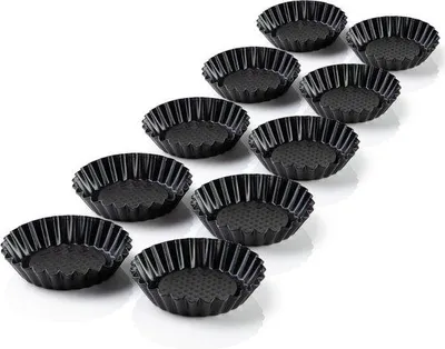 Produktbild von Famanu Tartelette Förmchen, 10 x Mini-Tartelette Förmchen, Ø 11 cm, Antihaftbeschichtung, Backformen Set