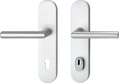 Produktbild von Türbeschlag Gehrung SH-Drückergarnitur | Türgriff auf Langschild PZ 88 |mit Kzs, Aluminium silber eloxiert