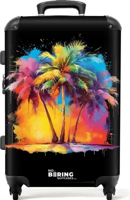 Obrázek produktu pro NoBoringSuitcases.com Tvrdý kufr střední velikosti 67x43x25 cm, 72L, letní graffiti: palma, cestovní kufr na 4 kolečkách