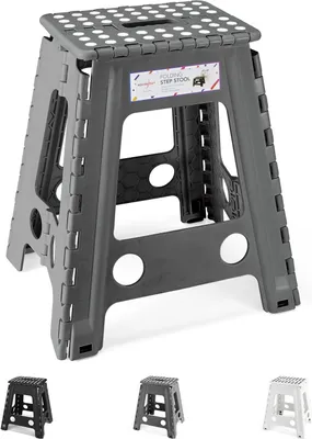 Produktbild von Tritthocker Klappbar Klapphocker Faltbar Höhe 46cm für Kinder und Erwachsene Bade Küchen - Dunkelgrau