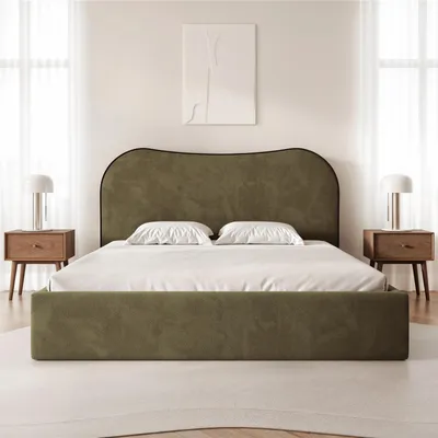Produktbild von Polsterbett Rotello 160x200 cm Olivgrün Chenille Stoff – Bettkasten, Lattenrost