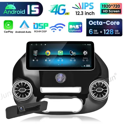 Obrázek produktu pro 12,3" autorádio s CarPlay a Android 15 pro Mercedes-Benz Vito W447 (2014–2022) – GPS navigace, Wi-Fi, 4G, Bluetooth, SWC, DAB+, USB, 6+128 GB, 8jádrový procesor, s kamerou