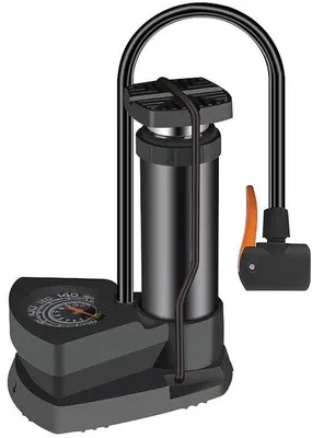 Produktbild von Famanu Tragbare Fahrradpumpe - Mini Fußpumpe mit Manometer - Für Alle Ventile